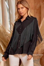 Let's Go! Black Fringe Button Down