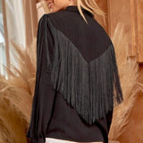 Let's Go! Black Fringe Button Down