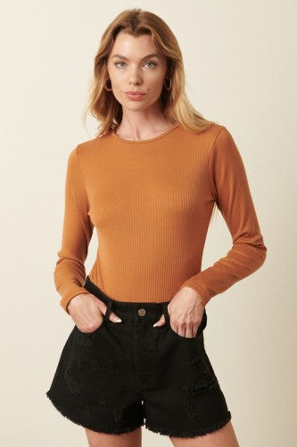 Long Sleeve Rib Knit Bodysuit