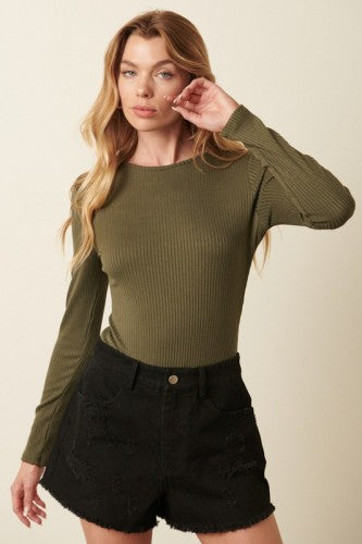Long Sleeve Rib Knit Bodysuit