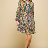 Green Floral Gabby Collar Dress with Pockets