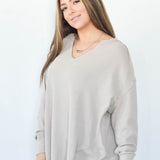 Taupe Waffle Crew Neck L/S Shirt
