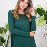 Hunter Green Long Sleeve Round Neck