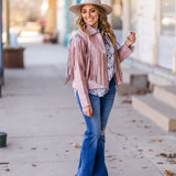 Blush Wild Horses Fringe Leather Jacket