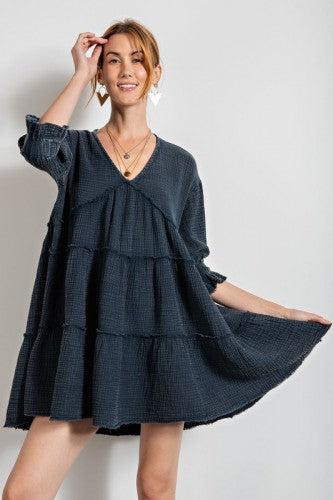 Blueberry Mineral Washed Double Gauze Tunic