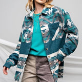 Teal + Grey Aztec Shacket