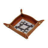 White + Black Azteca Leather Tray