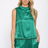 Emerald Green Satin Sleevless Tank