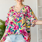 Magenta Mix Floral Oversized Dolman