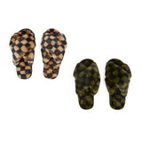 Furry Checkered Slippers