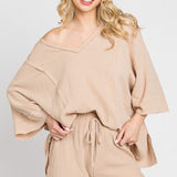 Taupe Gauze Drawstring Shorts