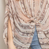 Natural + Mauve Paisley Printed Chiffon Poncho