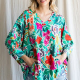 Emerald Floral 3/4 Dolman