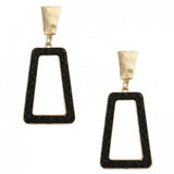 Braided Open Rectangle Gold 2" Earring