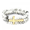 Gold Cross Three Row Stretch Bracelet