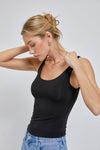 Basic Double Lined Scoop Neck Fitted Tank