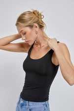 Basic Double Lined Scoop Neck Fitted Tank