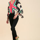 Royal Batwing Top with Wrist Tie Sleeves
