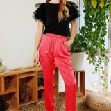 Coral Pink Satin Joggers