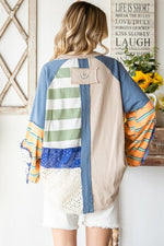 Blue Combo Daisy Patched Mix Top