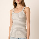 H. Grey + Ivory Stripe Square Neck Tank