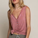 Washed Red Brick Front Button Tank