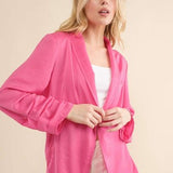 Fuchsia Silky Woven Blazer