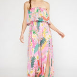 Pink Tropical Maxi with Leg Opening