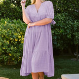 Lavender Tiered Woven Maxi Dress