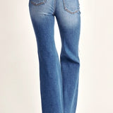 MID RISE DISTRESSED FLARE JEANS