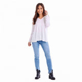 Dempsey V Neck Sweater with Swing Hem