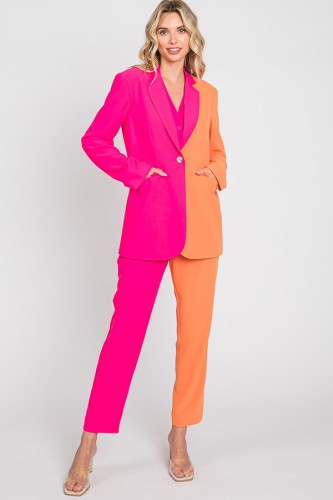 Fuchsia + Orange Split Pant