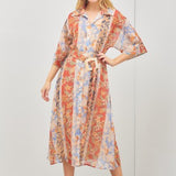 Cream Multi Floral Dress with Belt