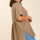 Cappuccino High Low Gauze Top