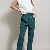 Teal Banded Straight Pant