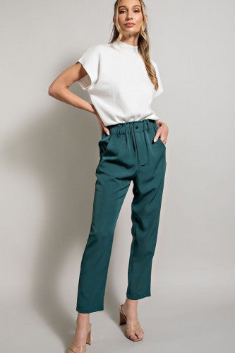 Teal Banded Straight Pant