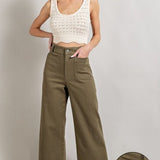 Olive Soft Wash Wide Leg Pant