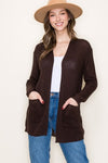 Open Front Loose Weave Cardigan with Pocket