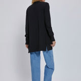 Black Montecito Cardigan with Rib Hem & Pockets