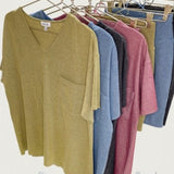 Olive Basic V with Pocket Top