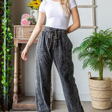 Black Washed Quilt Stitched Jogger Pants