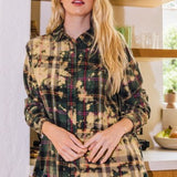 Washed Green Plaid Button Down Flannel