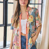 Mix Floral Button Down Short Sleeve