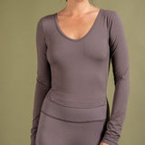Smoky Grey Butter V Neck L/S