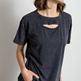 Mineral Wash Short Sleeve Keyhole Tee