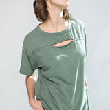 Mineral Wash Short Sleeve Keyhole Tee