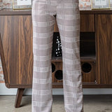 Brown Plaid Flare Pants