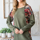 Olive L/S with Aztec Mix