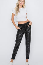Black Faux Leather Jogger