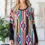 Fuchsia Multi Aztec Dolman L/S